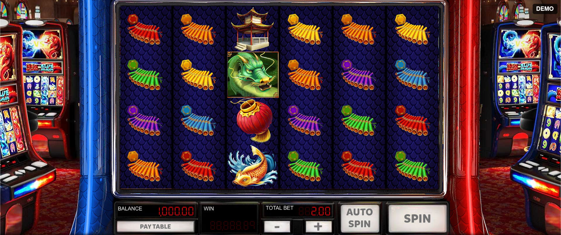 Скриншот слота Red Dragon vs Blue Dragon: Обзор игрового автомата Red Rake от Red Rake Gaming