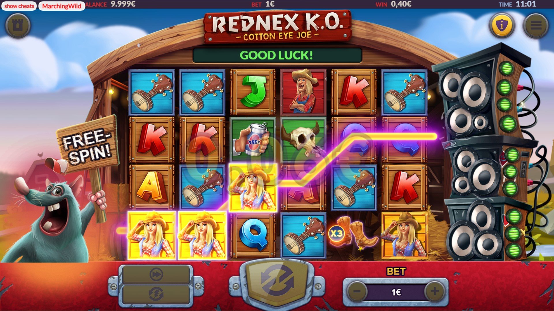 Скриншот слота Rednex K.O. от Green Jade Games