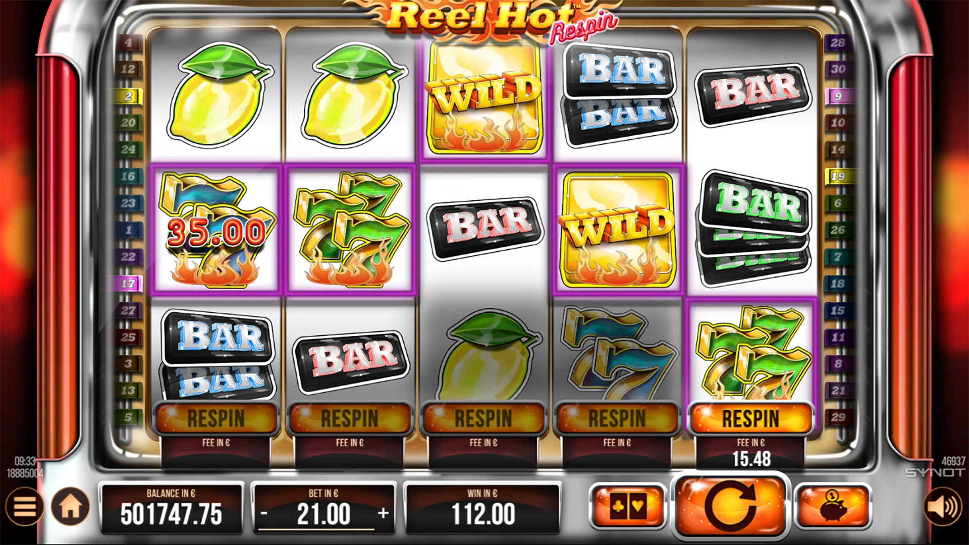 Скриншот слота Reel Hot Respin от Synot Games
