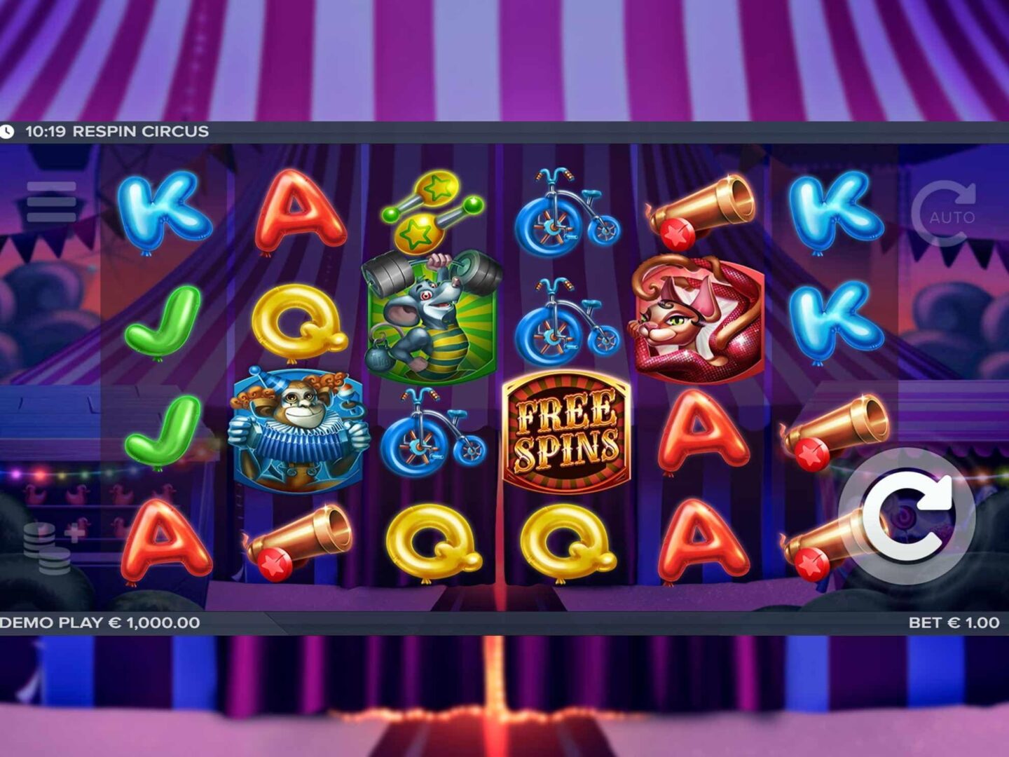 Скриншот слота Respin Circus от ELK Studios