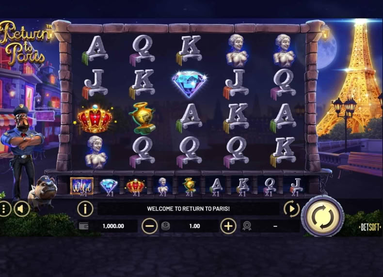 Скриншот слота Return to Paris от Betsoft