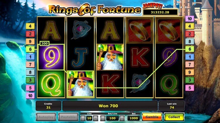 Скриншот слота Rings Of Fortune: игровой автомат от Novomatic