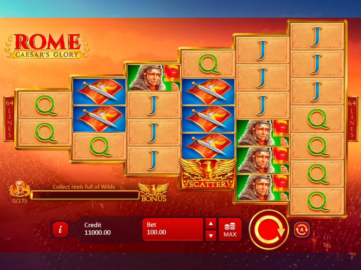 Скриншот слота Rome Caesar’s Glory от Playson