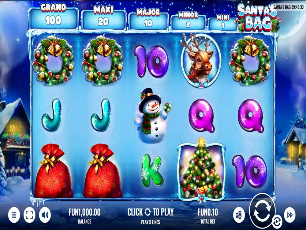 Скриншот слота Santa’s Bag от Platipus