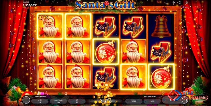 Скриншот слота Santa’s Gift от Endorphina