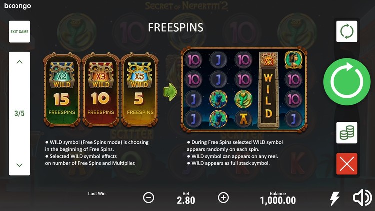 Фриспины в Secret of Nefertiti 2