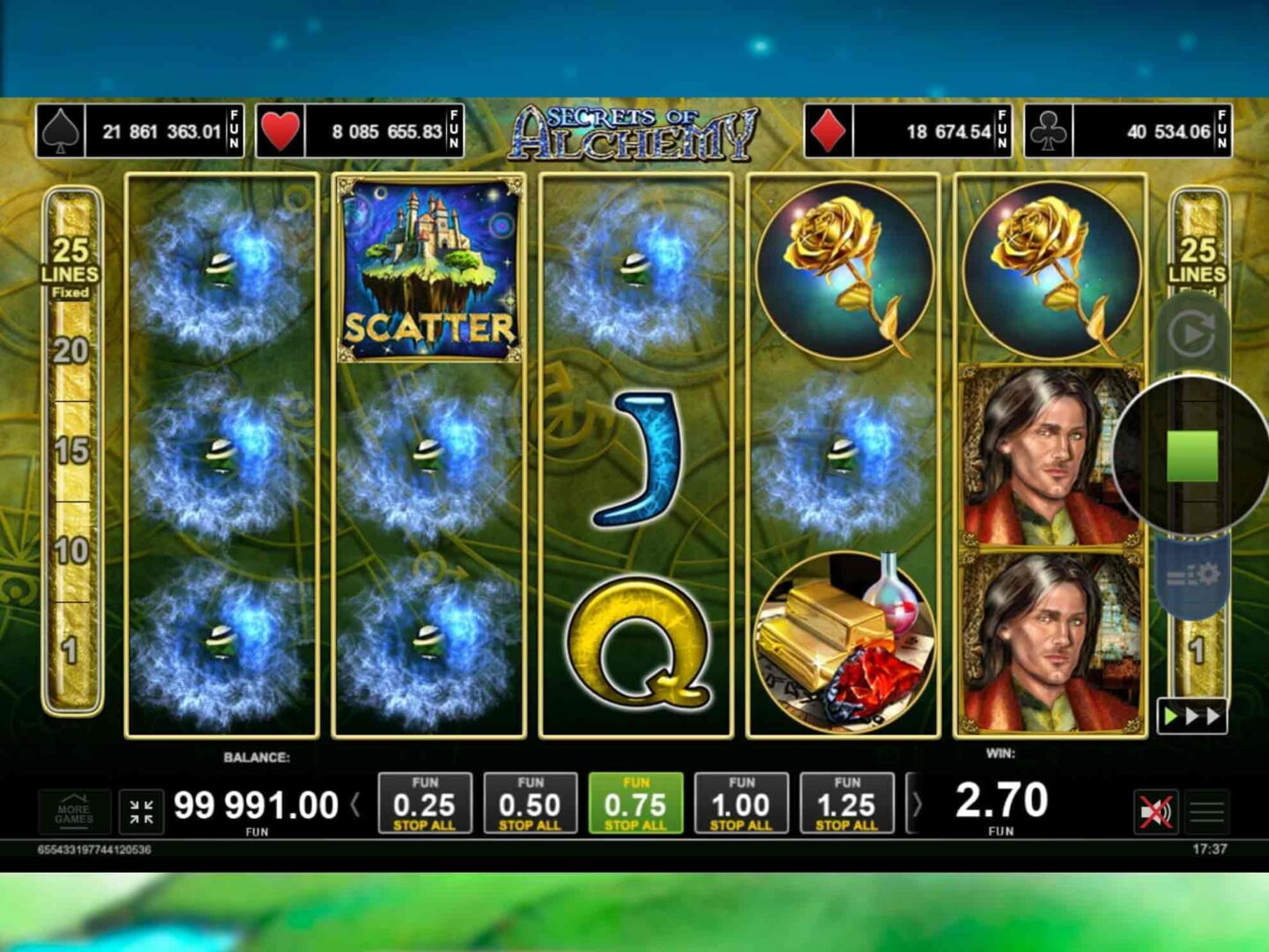 Скриншот слота Secrets of Alchemy от Amusnet