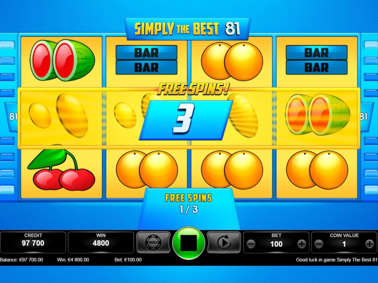 Скриншот слота Simply The Best 81 от Kajot Games