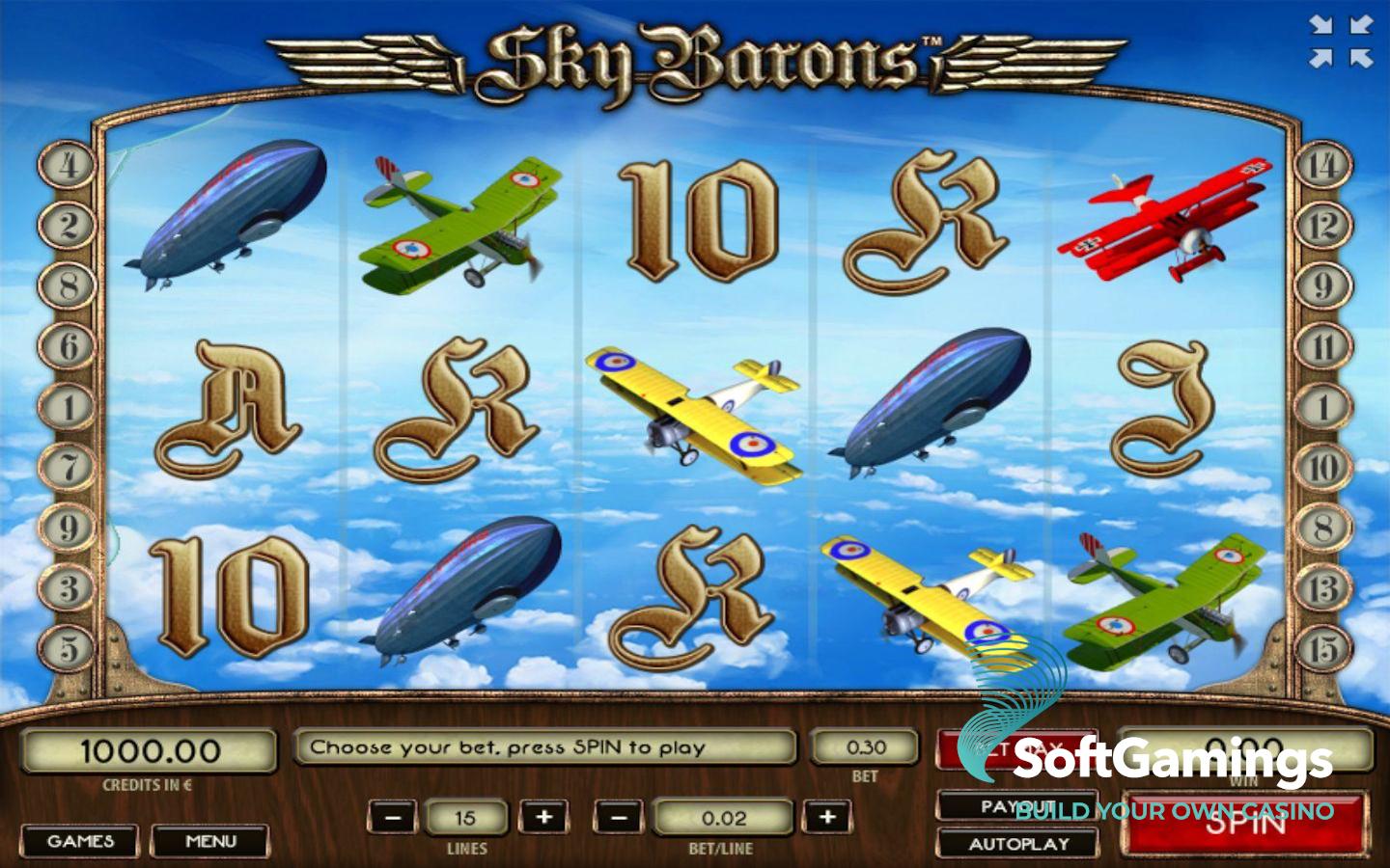 Скриншот слота Обзор игрового автомата Sky Barons от Tom Horn Gaming