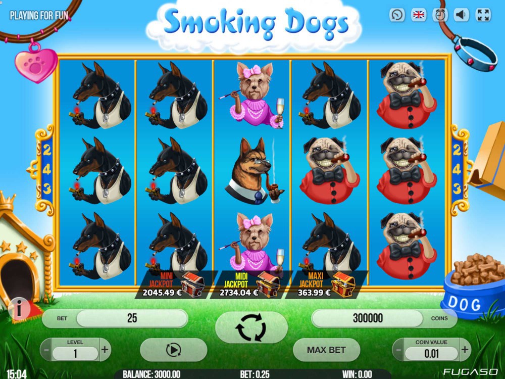 Скриншот слота Smoking Dogs от Fugaso