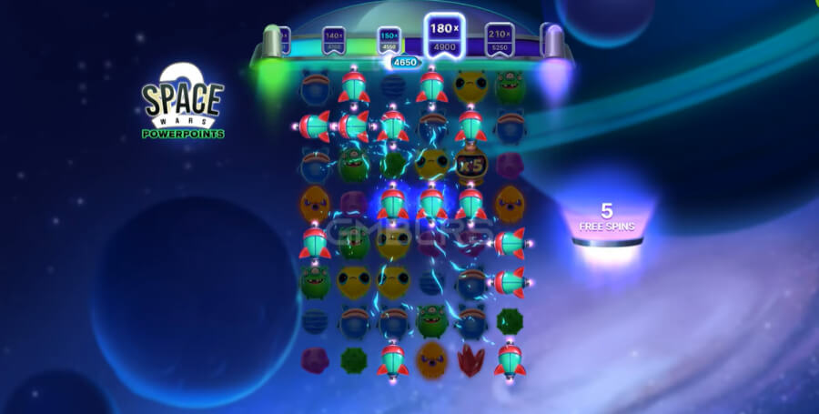 Скриншот слота Обзор игрового автомата Space Wars 2 Powerpoints от NetEnt