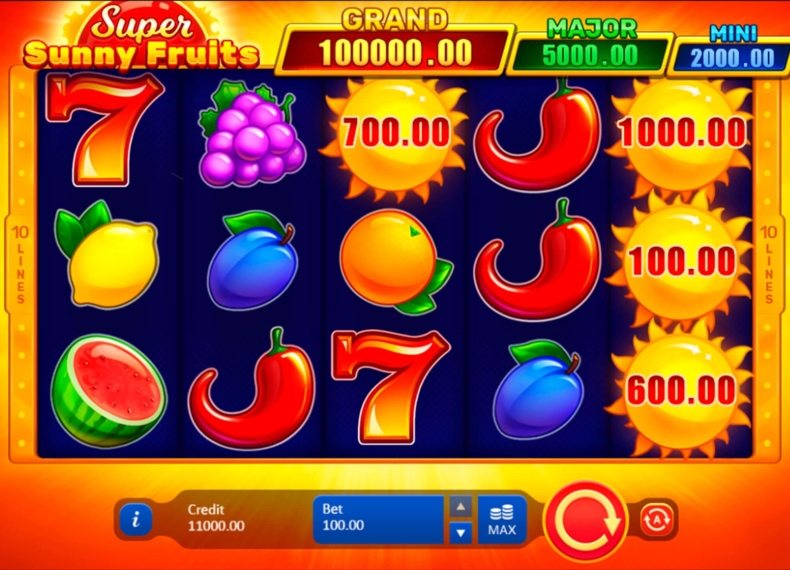 Скриншот слота Sunny Fruits: Hold and Win от Playson