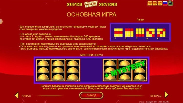 Скриншот слота Super Sevens Happy Wheel от Belatra Games