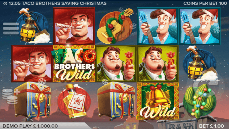 Скриншот слота Taco Brothers Saving Christmas от ELK Studios