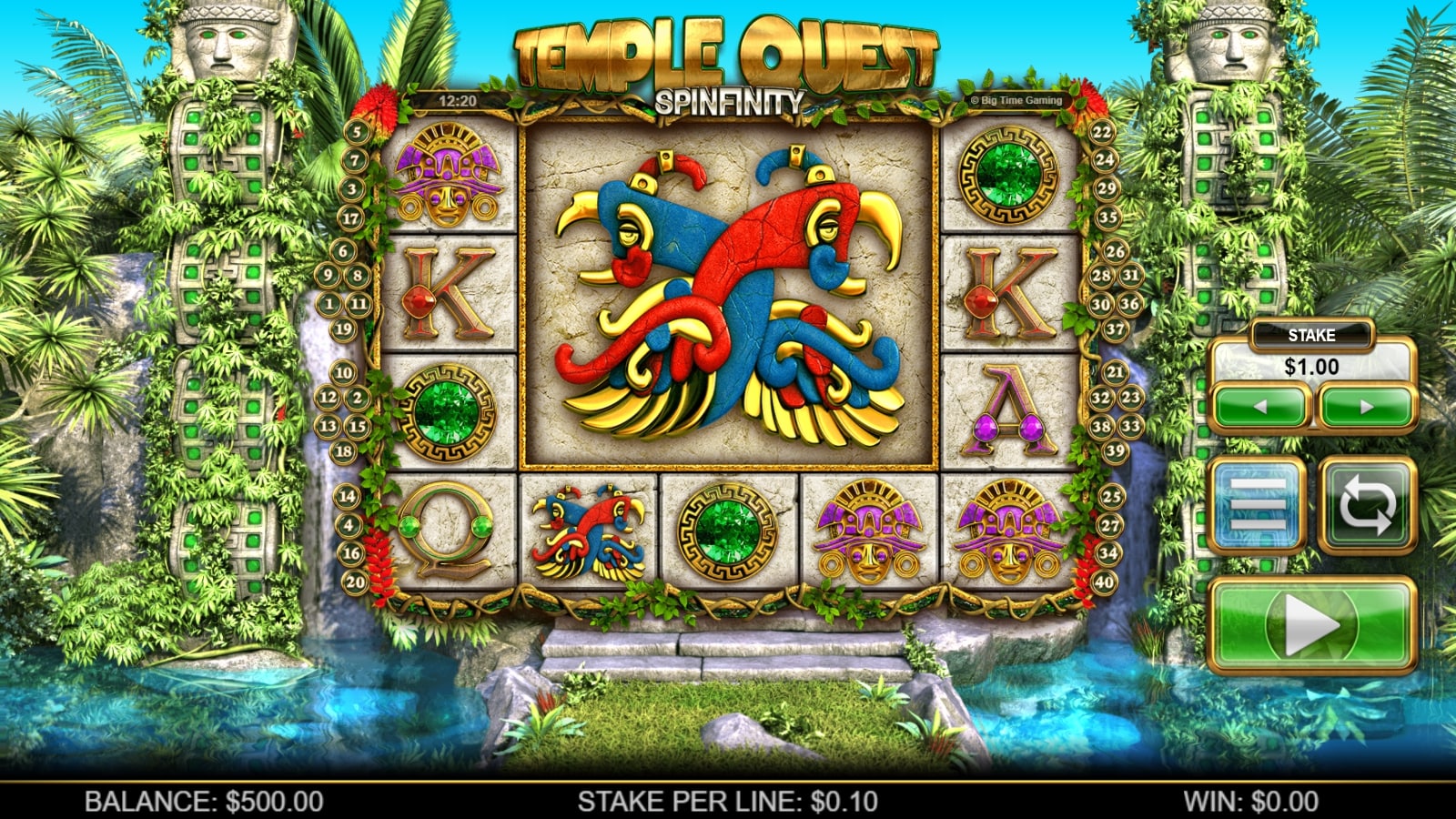 Скриншот слота Temple Quest Spinfinity от Big Time Gaming