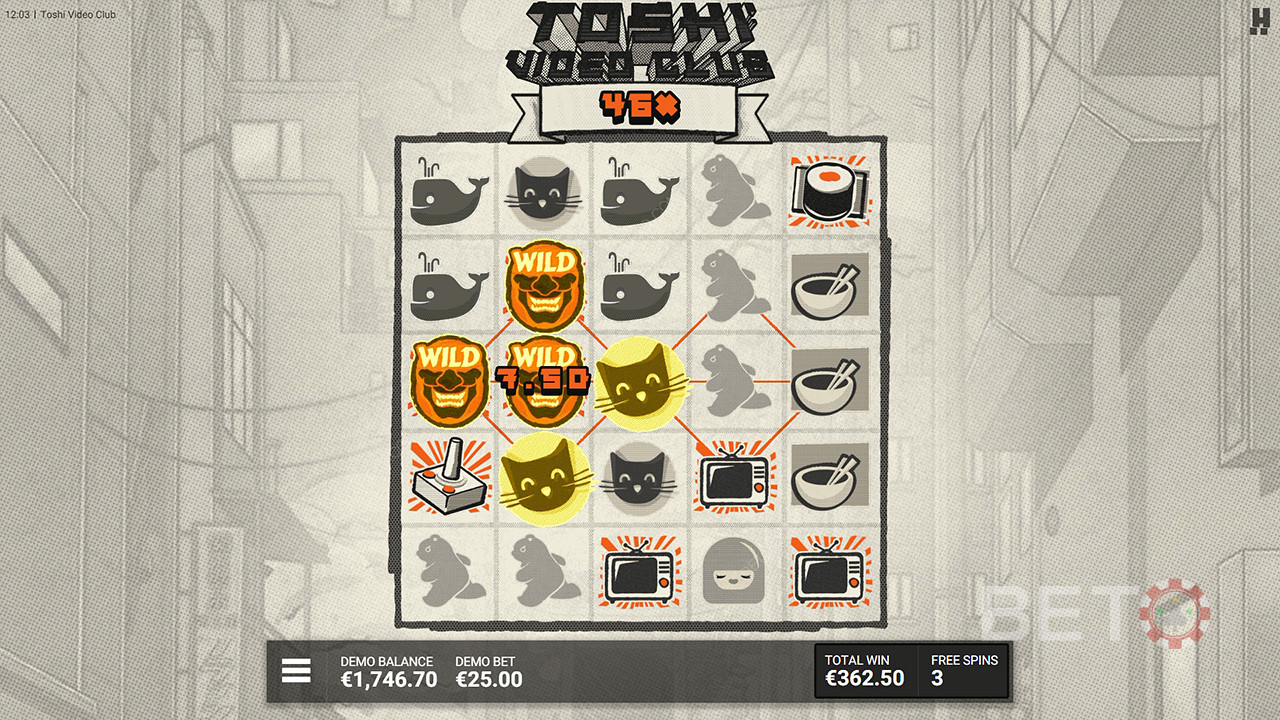 Скриншот слота Toshi Video Club от Hacksaw Gaming