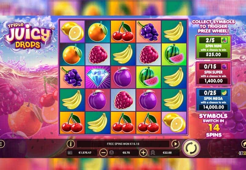 Скриншот слота Triple Juicy Drops от Betsoft