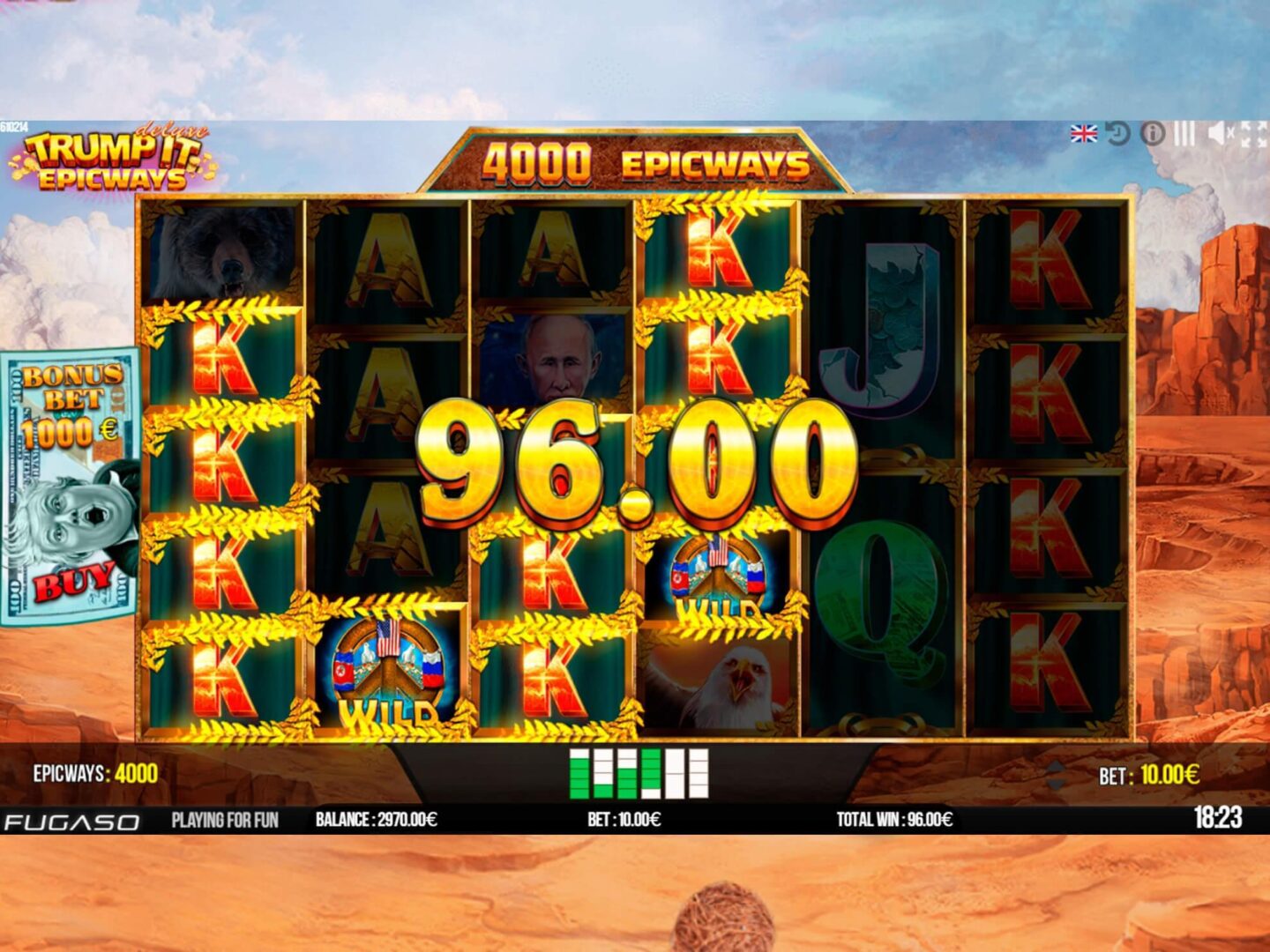 Скриншот слота Trump It Deluxe Epicways от Fugaso