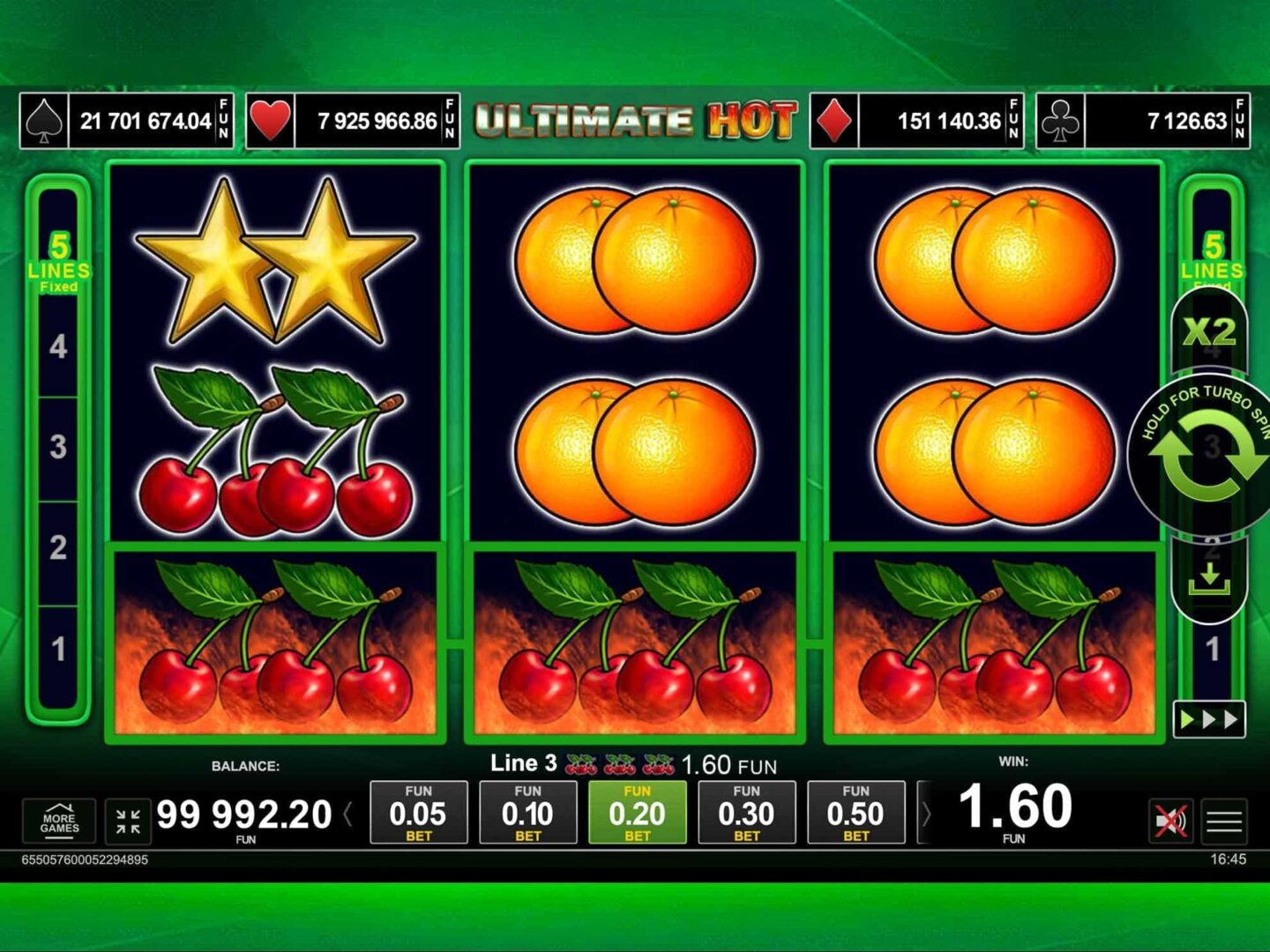 Скриншот слота Ultimate Hot: Игровой автомат Amusnet о фруктах от Amusnet Interactive