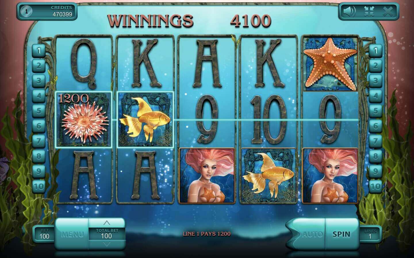 Скриншот слота Undine’s Deep от Endorphina