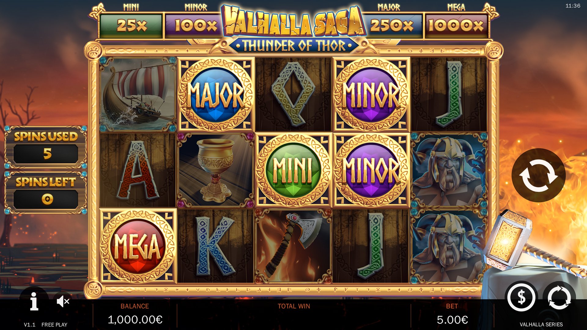 Скриншот слота Valhalla Saga: Thunder of Thor от Yggdrasil Gaming