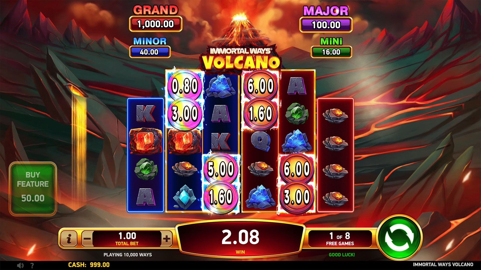 Скриншот слота Volcano