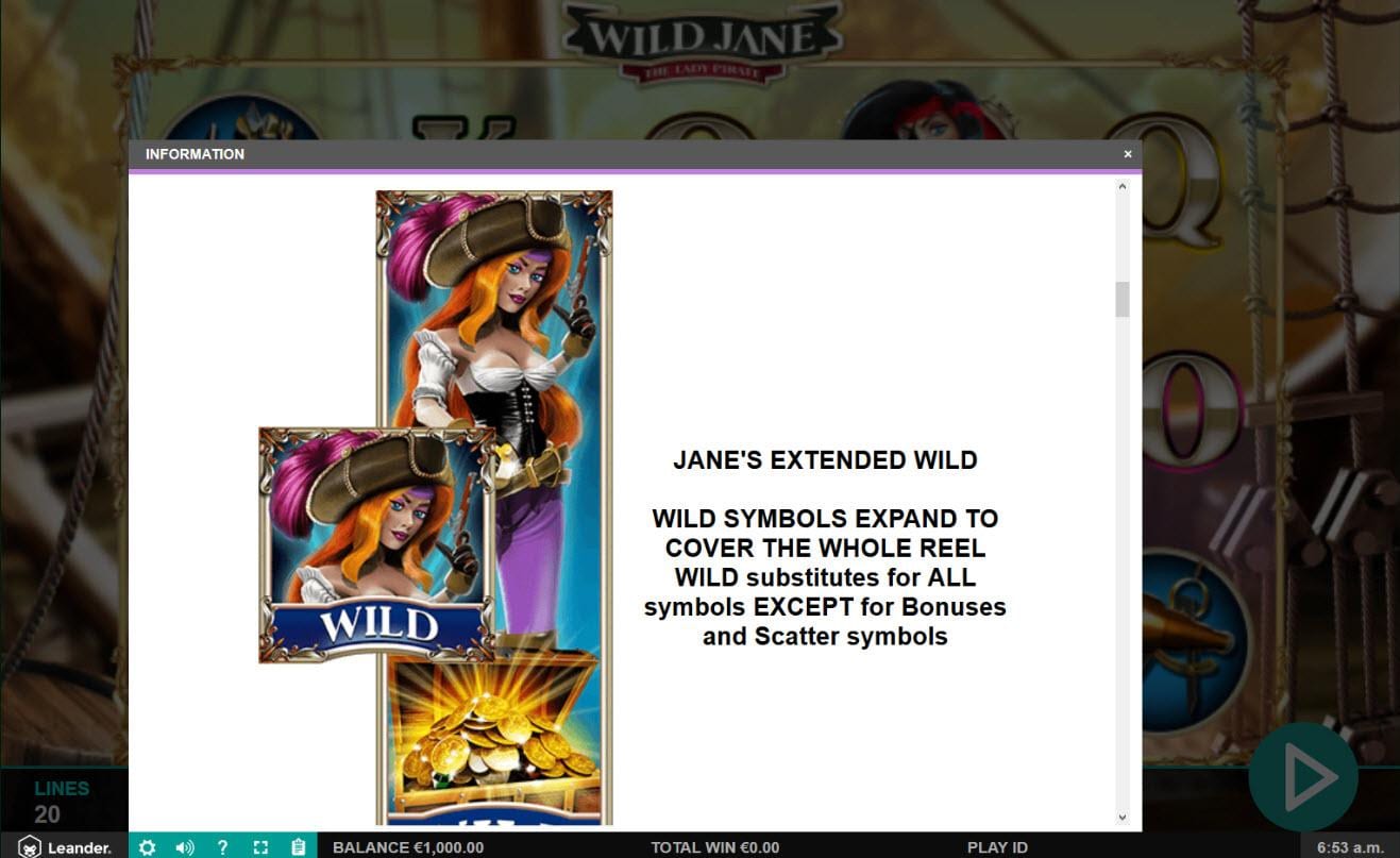 Скриншот слота Wild Jane от Leander Games