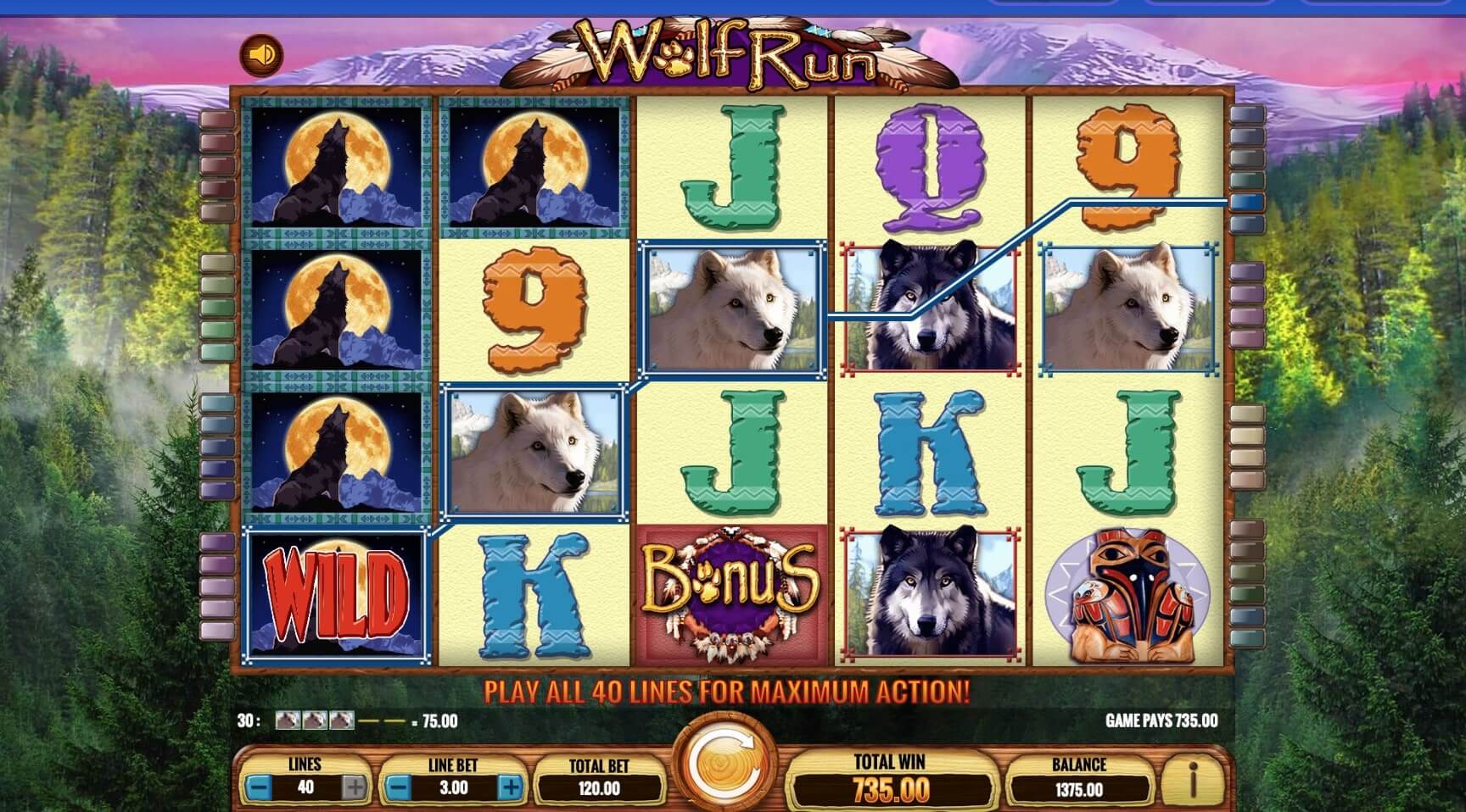 Скриншот слота Wolf Run от IGT