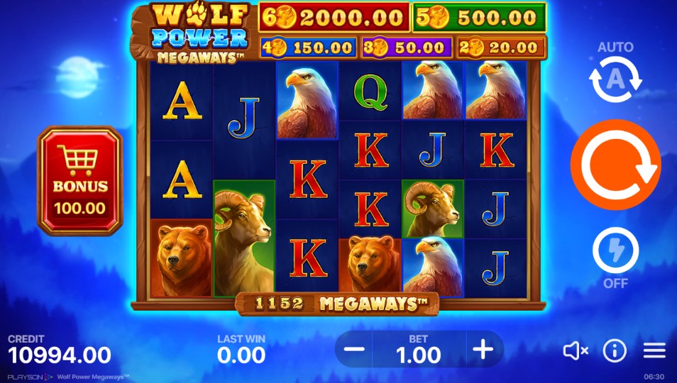Скриншот слота Wolfpower Megaways от Playson
