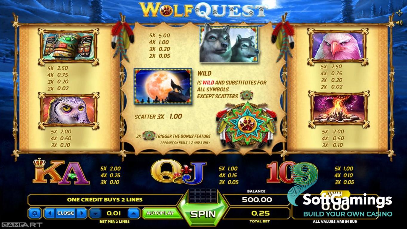 Скриншот слота Wolf Quest от GameArt