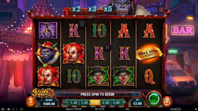 Скриншот слота 3 Clown Monty 2 от Play'n GO