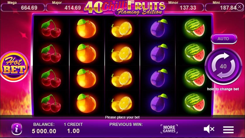 Скриншот слота 40 Chilli Fruits Flaming Edition от Gamzix