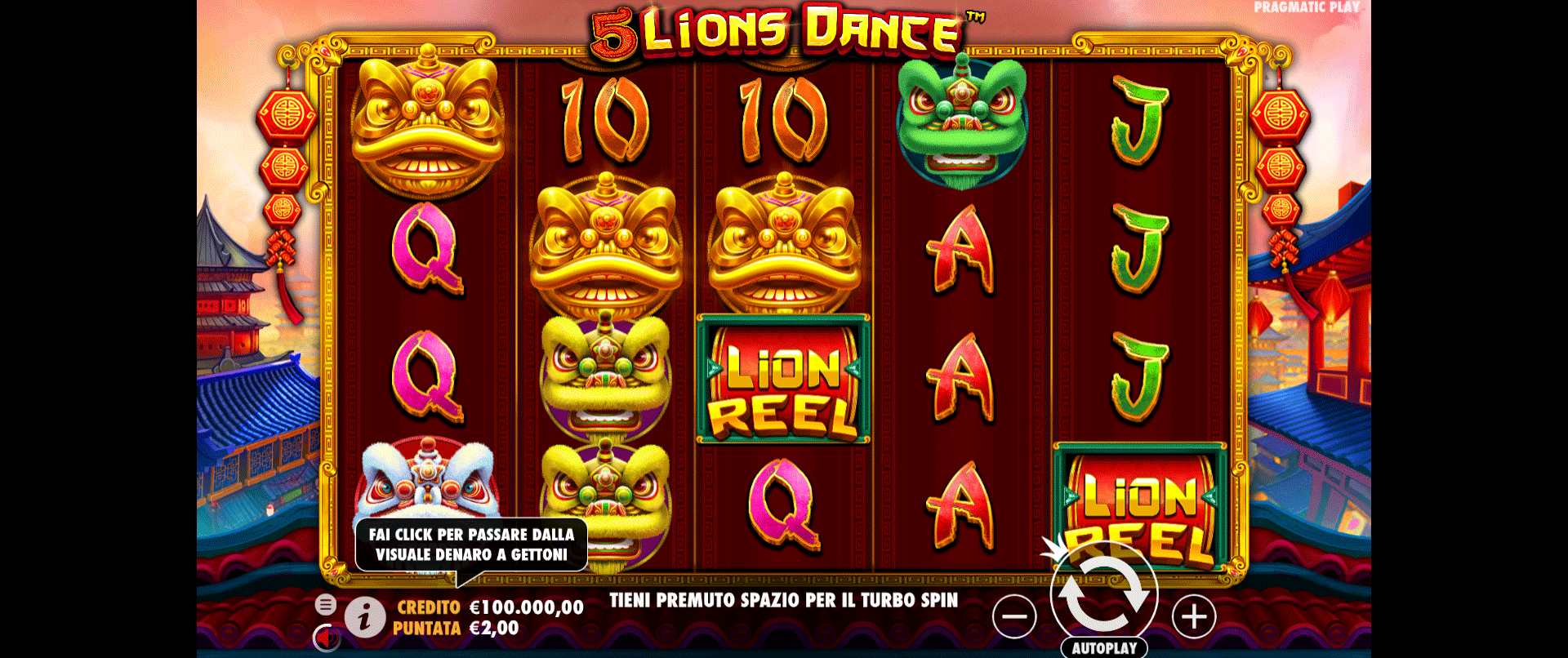 Скриншот слота 5 Lions Dance от Pragmatic Play