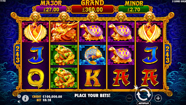 Скриншот слота 5 Lions Gold от Pragmatic Play