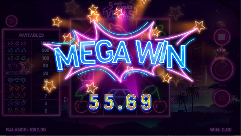 Скриншот слота 5 Times Vegas от Woohoo