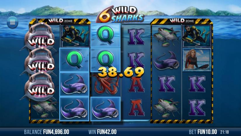 Скриншот слота 6 Wild Sharks от CQ9 Gaming