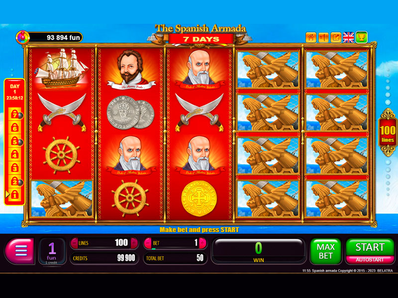 Скриншот слота 7 Days Spanish Armada от Belatra Games