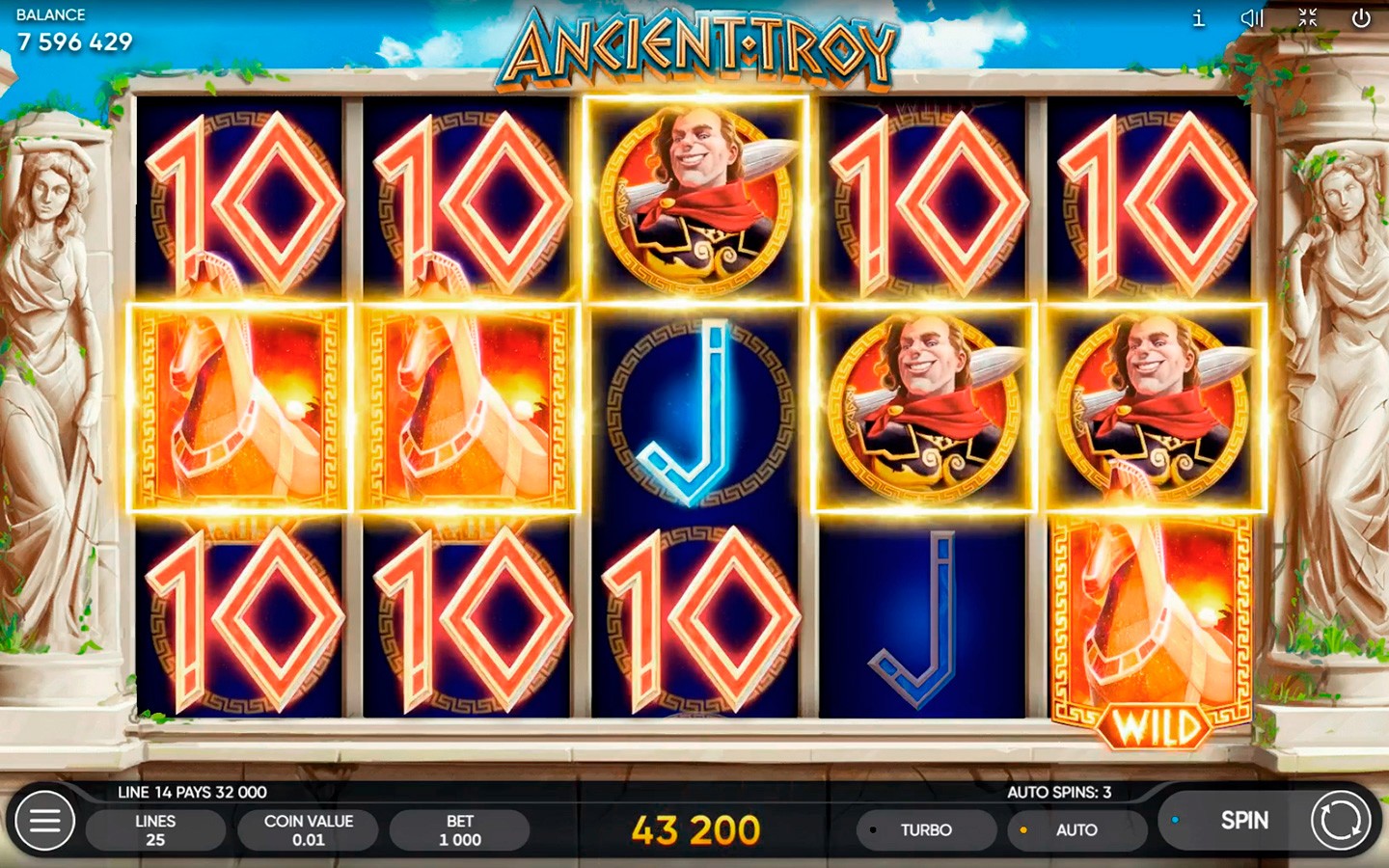 Скриншот слота Ancient Troy от Endorphina
