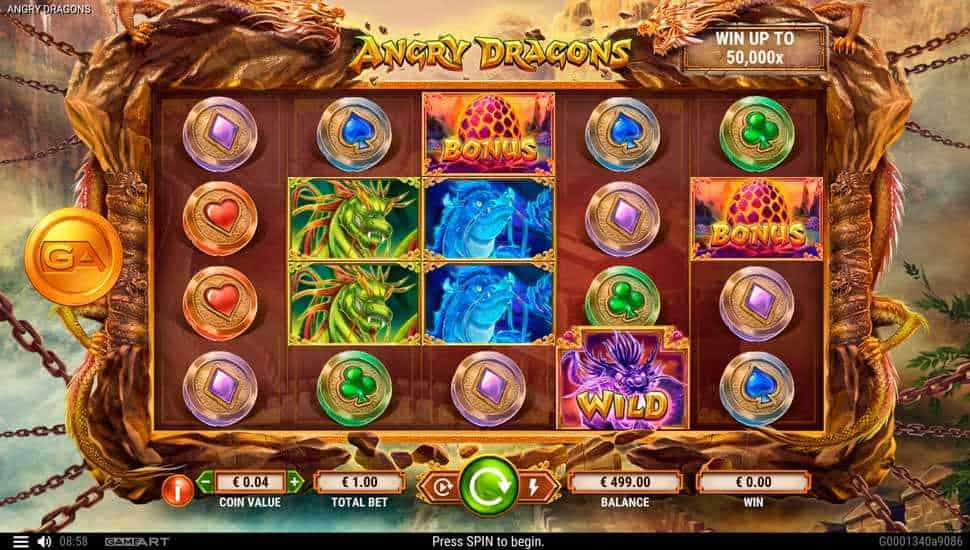 Скриншот слота Angry Dragons от ThunderSpin