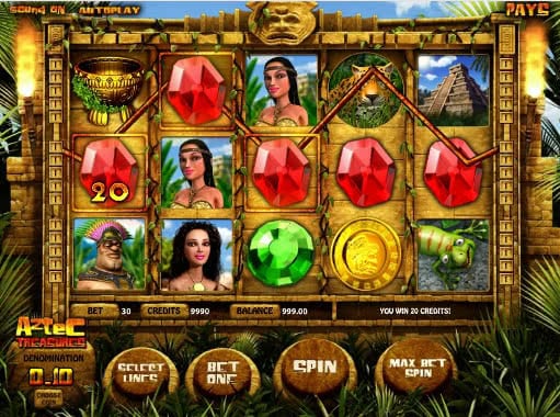 Скриншот слота Aztec Treasures от RealTime Gaming