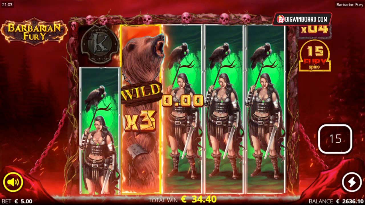 Скриншот слота Barbarian Fury от Real Time Gaming