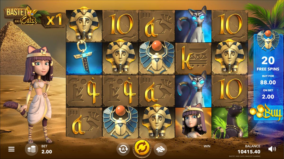 Скриншот слота Bastet and Cats от Mascot Gaming