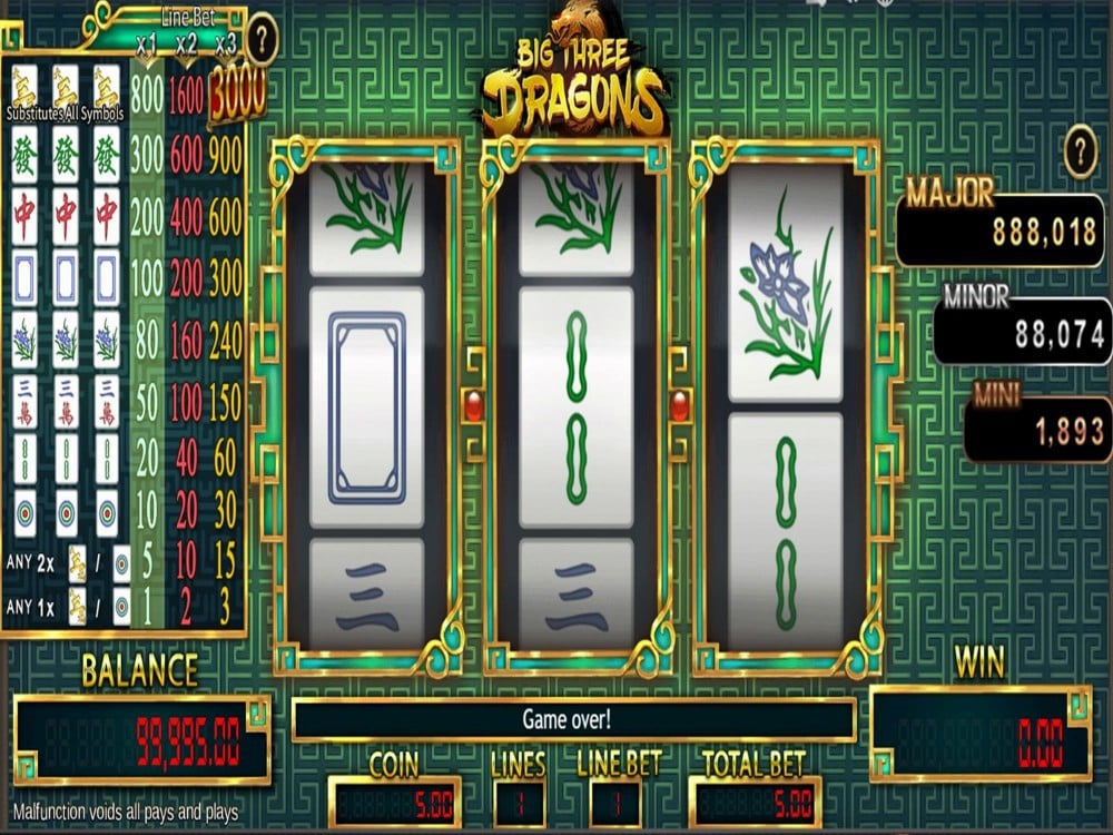 Скриншот слота Big Three Dragons от SimplePlay