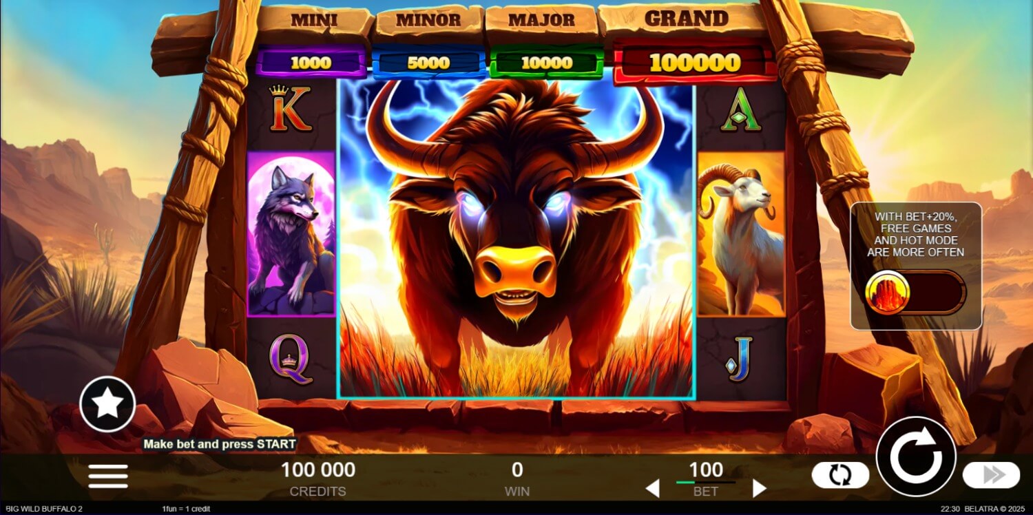Скриншот слота Big Wild Buffalo от Belatra Games