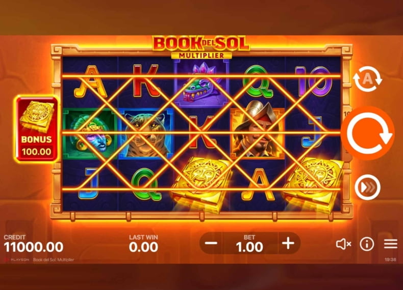 Скриншот слота Book del Sol: Multiplier от Promatic
