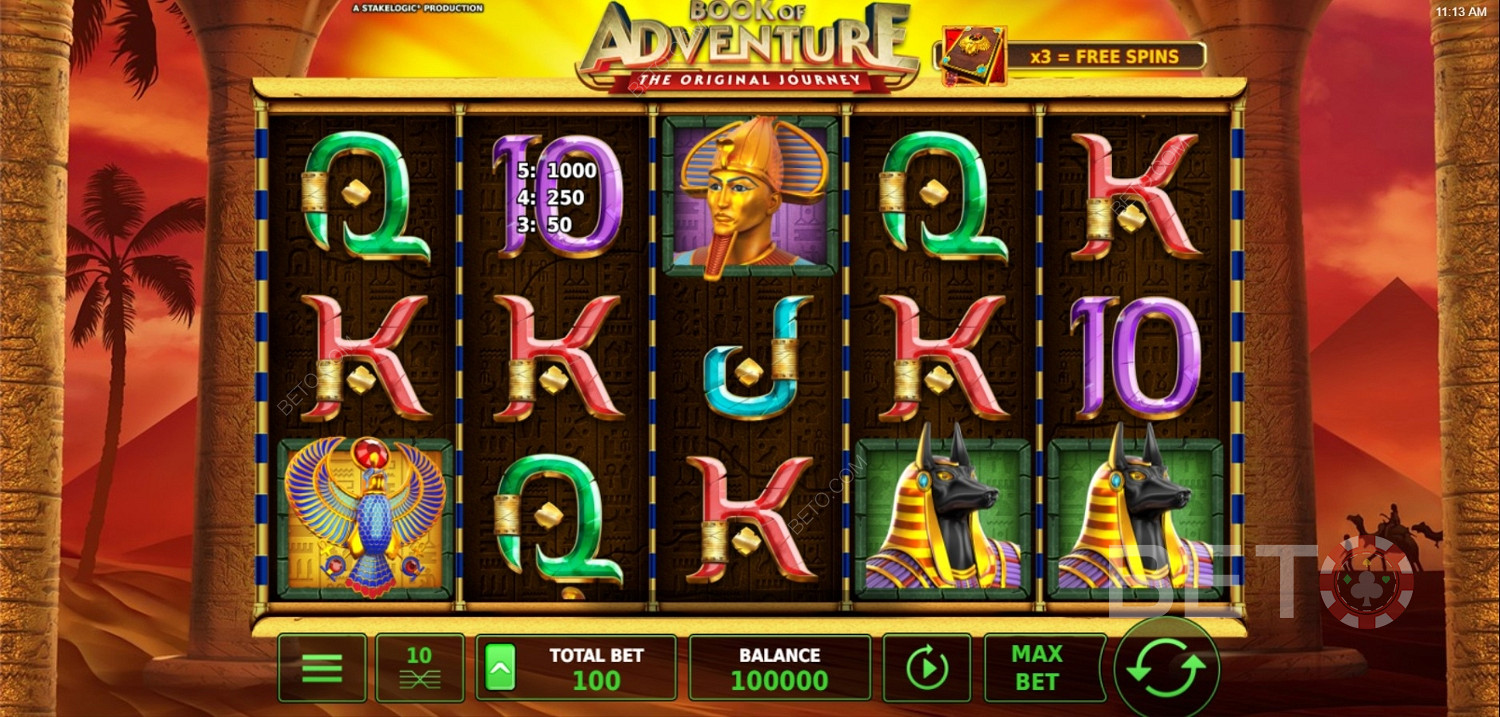 Скриншот слота Book of Adventure от Stakelogic