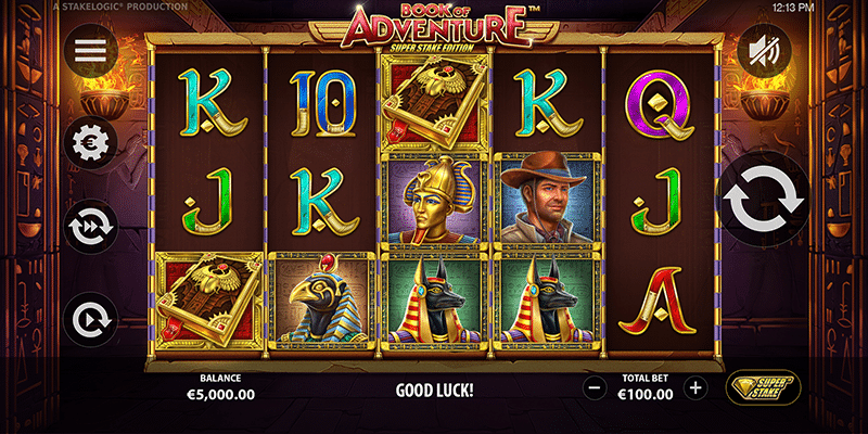 Скриншот слота Book of Adventure Super Stake Edition от Stakelogic