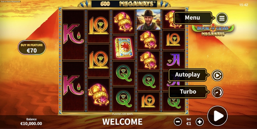 Скриншот слота Book of Gems Megaways от Skywind Group