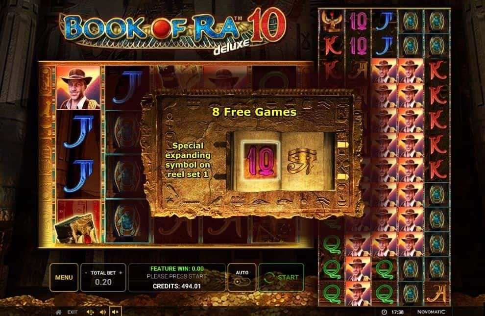 Скриншот слота Book Of Ra Deluxe 10 от Novomatic