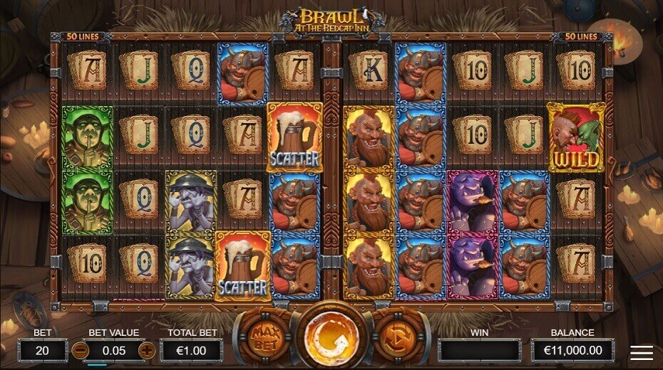 Скриншот слота Brawl at the Redcap Inn от Dreamtech Gaming